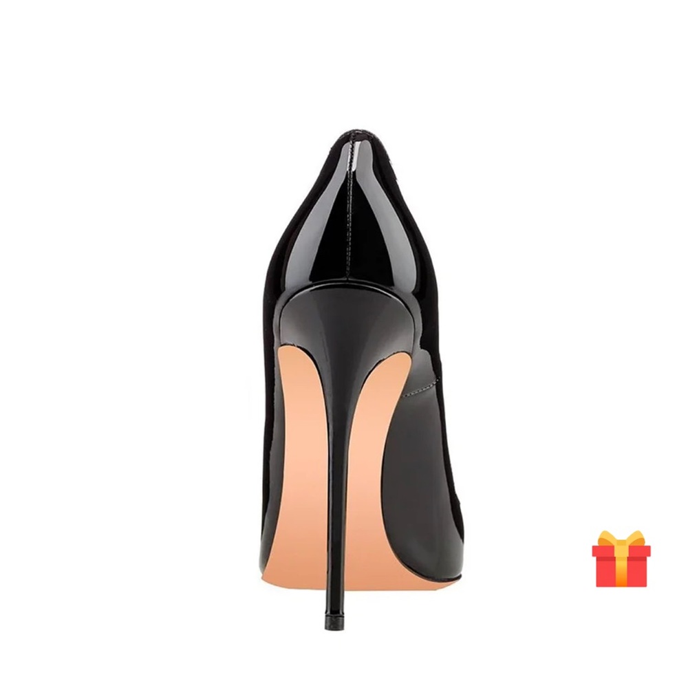 FSJ Black Patent Leather High Heels Office Pointed Toe Pumps Shoes - Picture 3 of 8